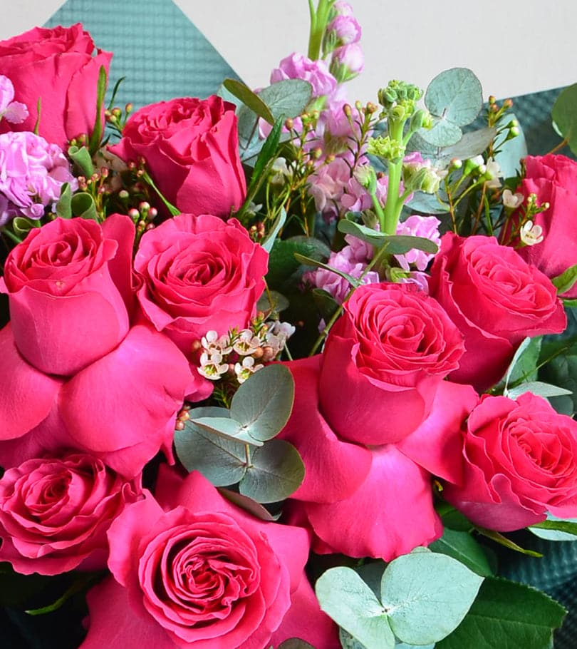 10 Hot Pink Roses Bouquet