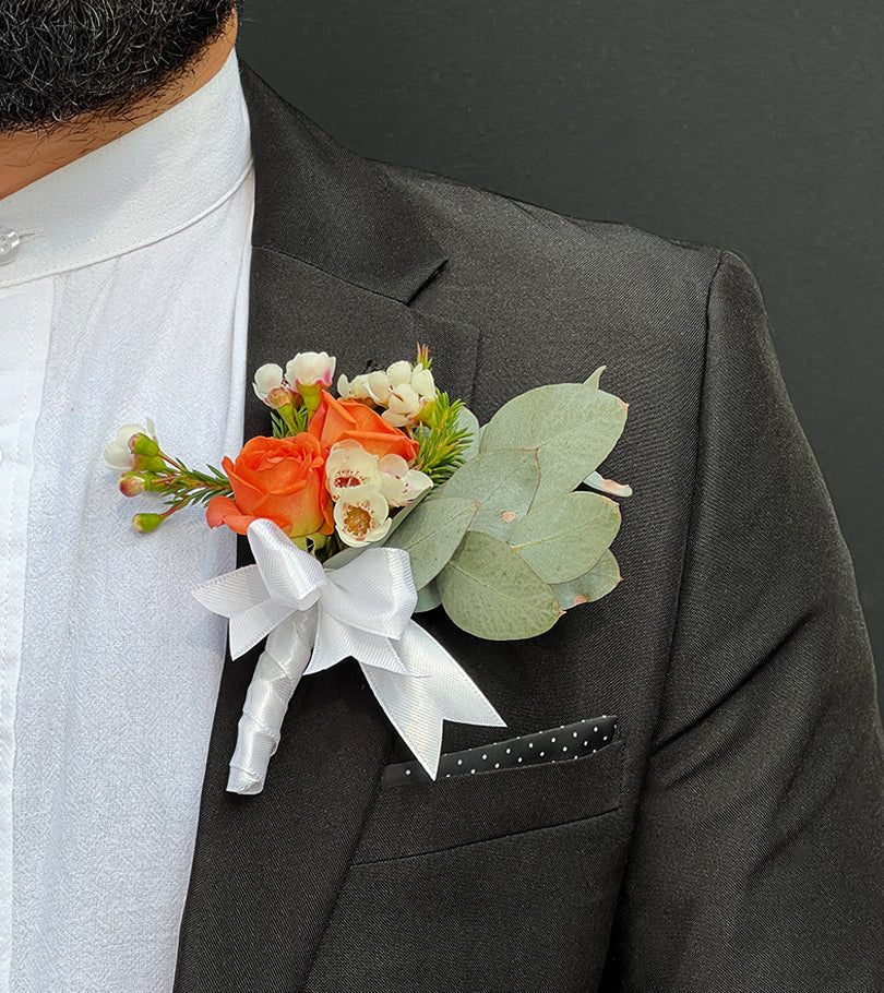 Peach and Pink Boutonnière