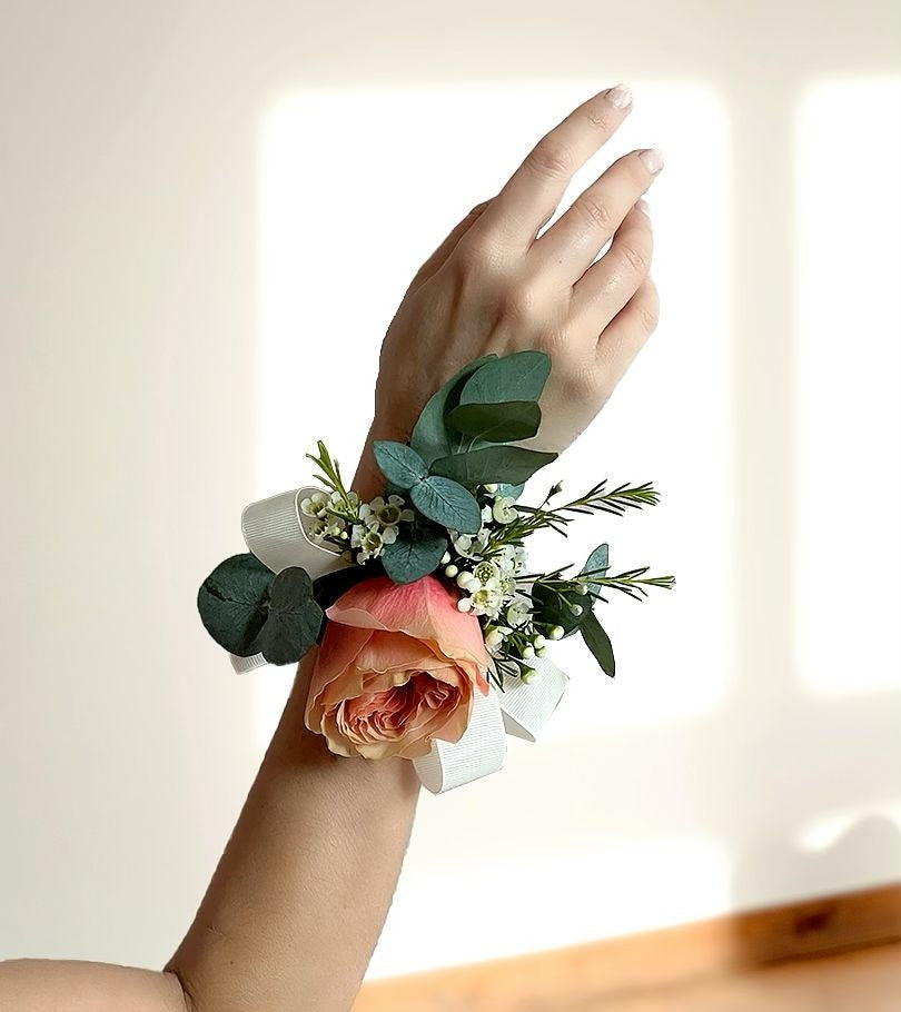 Peach and Pink Bridal Corsage