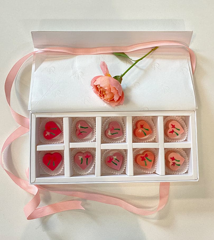 Heart Chocolate with Flowers - 10 pcs by NJD
