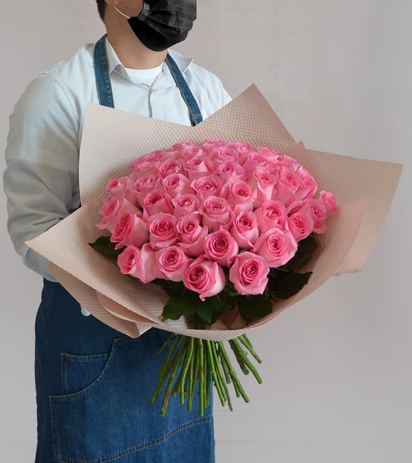 Hot Pink Roses 50 cm - Fresh Cut - 100 Stems 