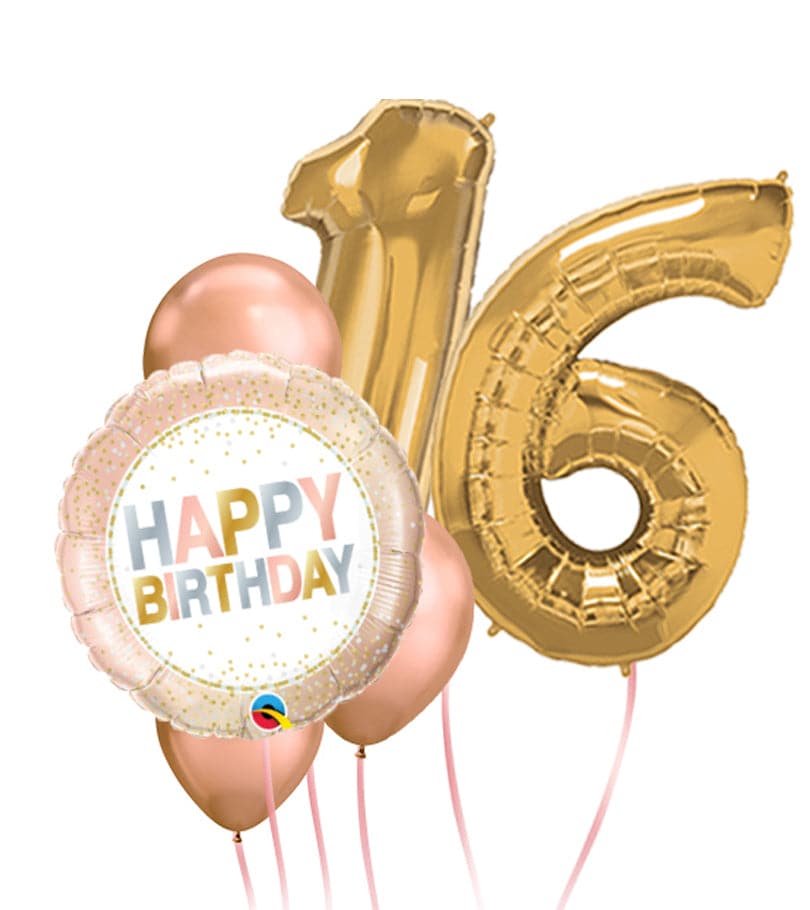 Any Number Happy Birthday Metallic Dots Balloon Package