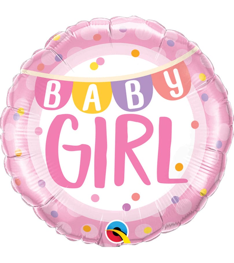 Baby Girl Banner & Dots Foil Balloon