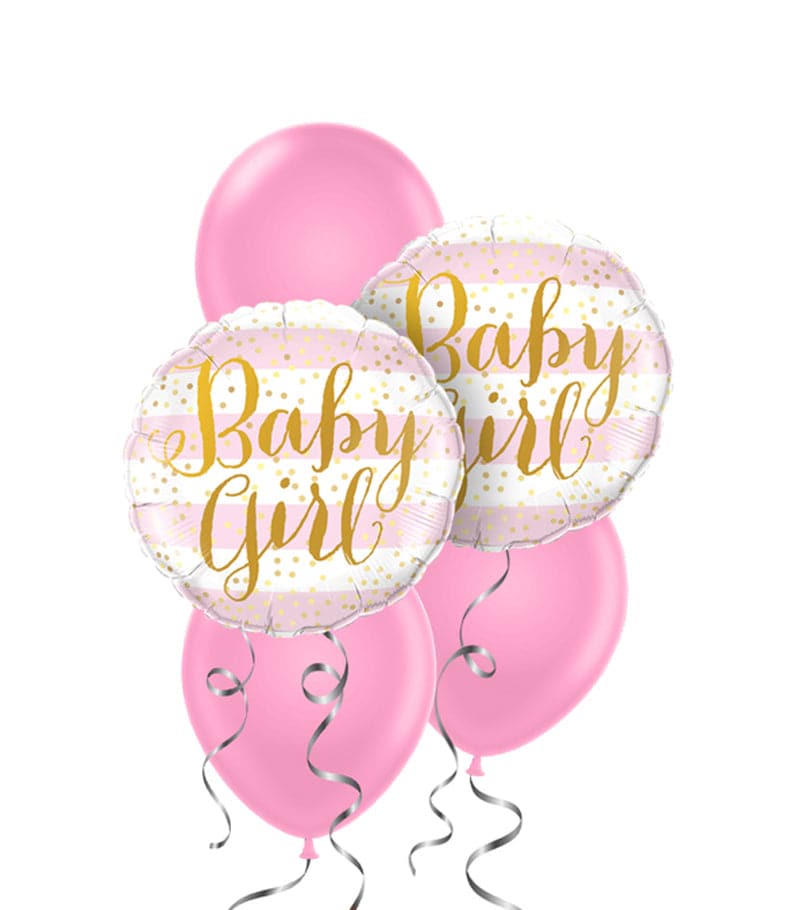 Baby Girl Pink Striped Balloon Package