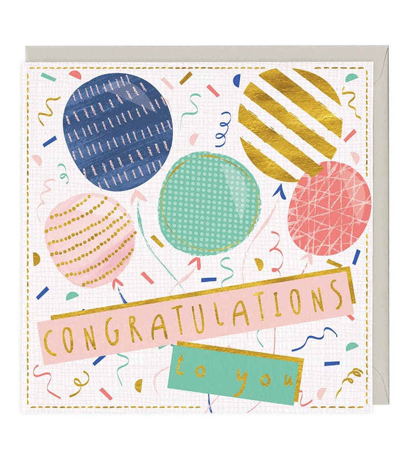 Patterned Balloons Congratulations Premium Card