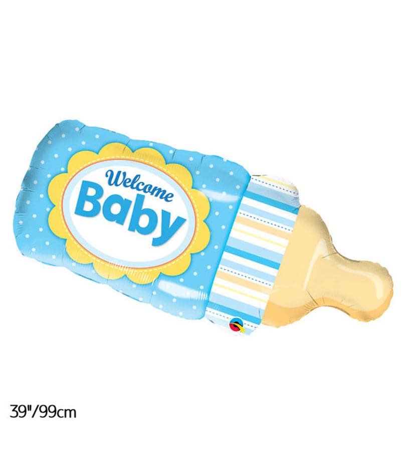 Giant Welcome Baby Bottle Blue Foil Balloon