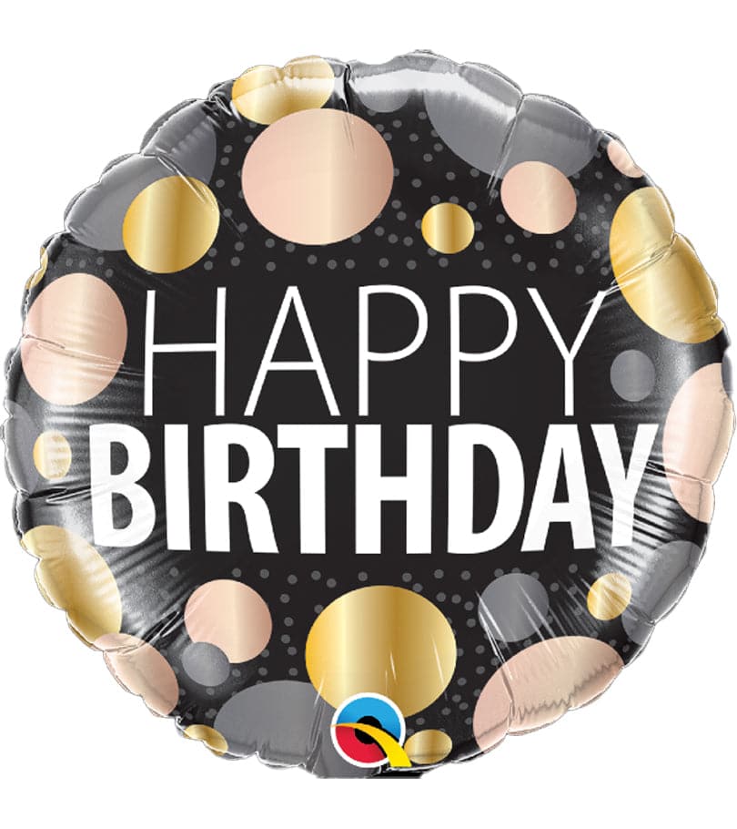 Happy Birthday Big Metallic Dots Foil Balloon
