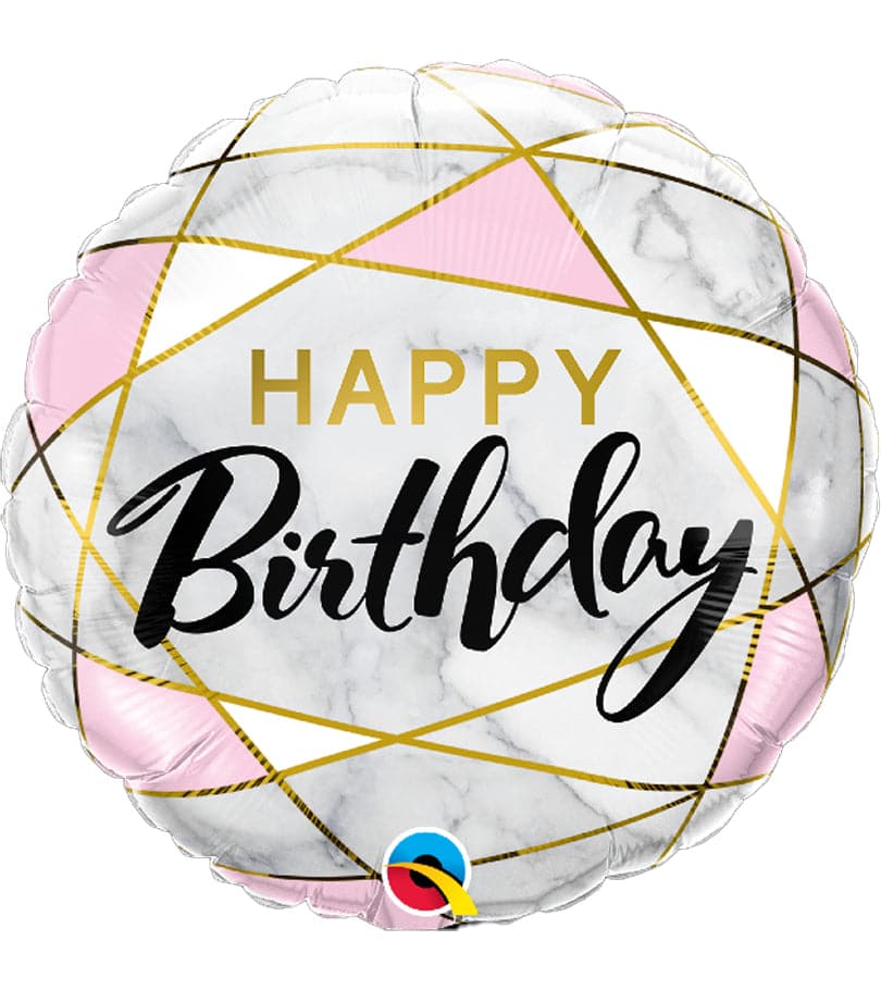Happy Birthday Marble Rectangles Foil Balloon