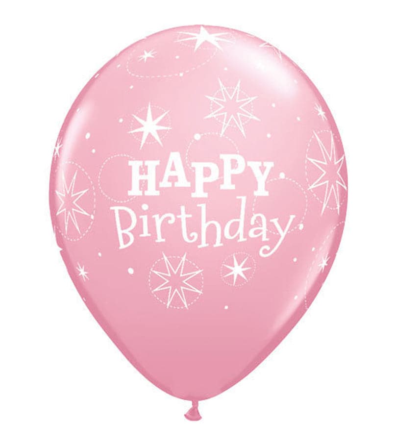 Happy Birthday Rubber Balloon Light Pink