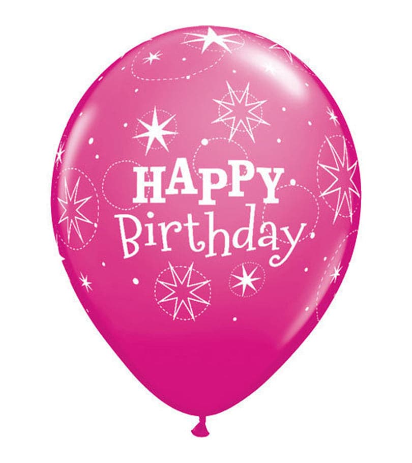Happy Birthday Rubber Balloon Pink