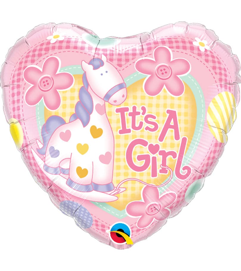 It's A Girl Soft Pony Round Foil Balloon