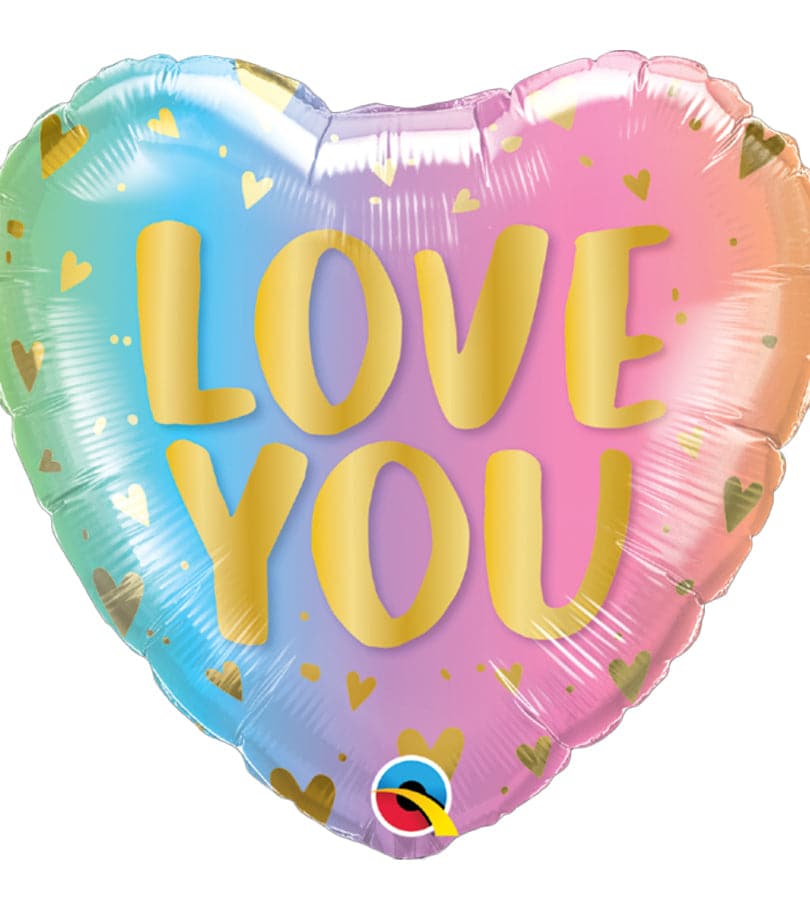 Love You Pastel Ombre & Hearts Foil Balloon