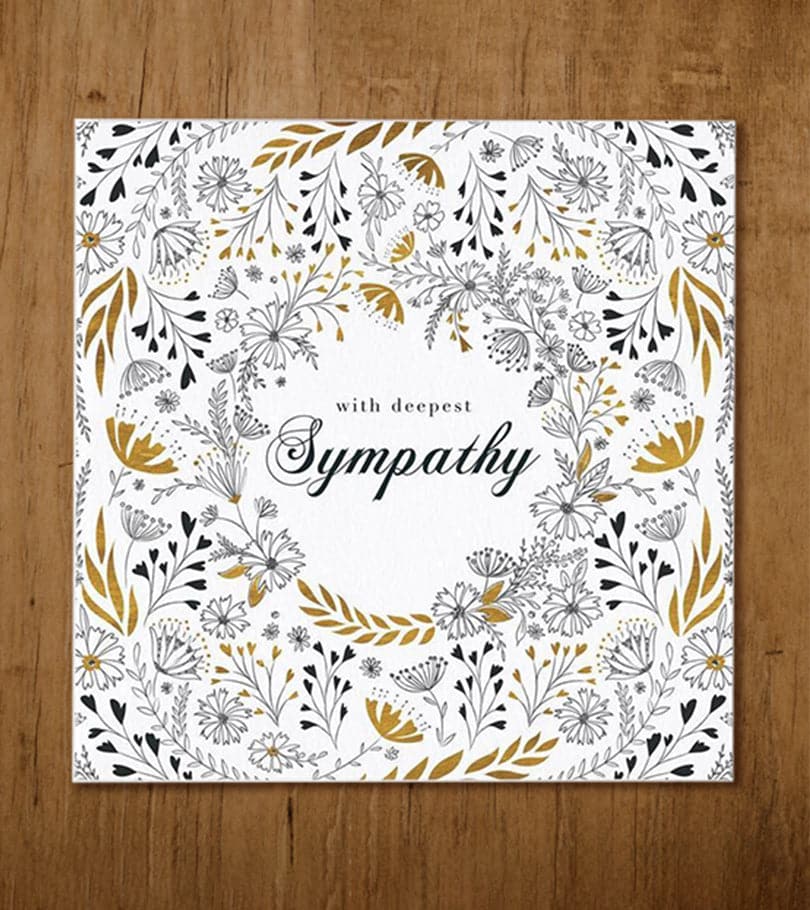 Golden Floral With Deepest Sympathy Premium Card